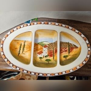 Vintage Clay Art "Vila de Sienna" Handpainted Serving Platter
